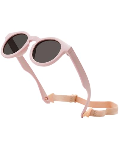 CULEB Gafas de Sol para Bebé Niños, con Montura de Silicona Ajustable y Rosa Gafas Cordón,Protección UV400,Gafas de Sol Polarizadas de 0 a 3 Años,para Niños y Niñas (Rosa)