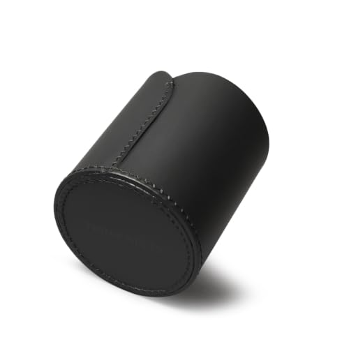 Image of Premium Recycled Leather Pen Holder for Desk & Study Table | Office Pen Stand for Table, Desk | Stationery /Pencil Stand Organiser | Round, Multi-Purpose Holder for Home and Office (Classic Black)