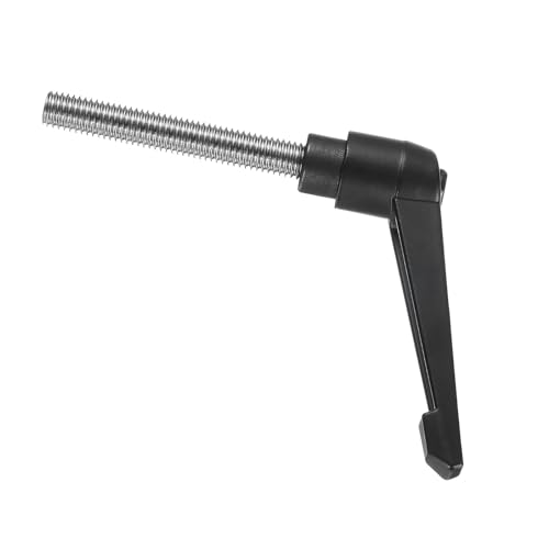 Image of uxcell Adjustable Clamping Lever Handle M10 x 60mm Metric 304 Stainless Steel Male Threaded Stud Hand Knobs Push Button Ratchet Rotating Screw Handles Bolts with Locking Lever Black