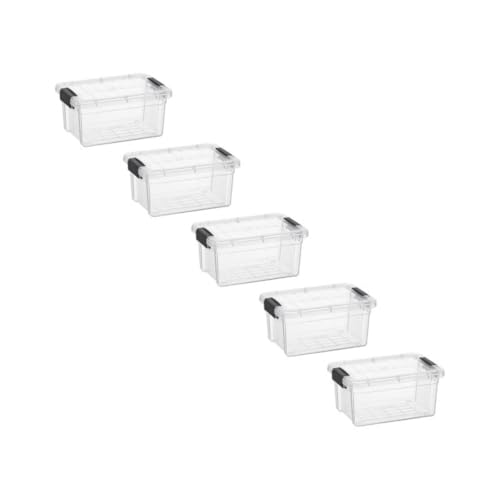 Superio Mini Storage Container Plastic Crayon Box Art Supplies and Sewing Case Stackable Clear Small Organizer for Beads Stationery Chalk and Food 1.05 Quart 5 Pack