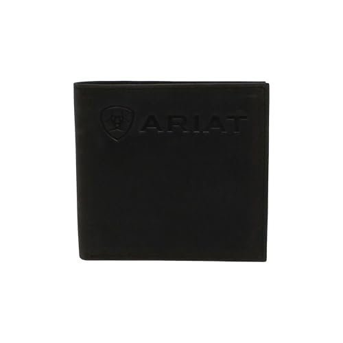 ARIAT Men's Embossed Logo Black Bifold Wallet