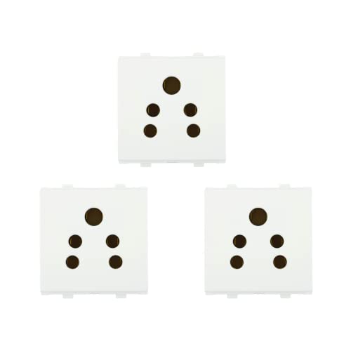 Image of Anchor by Panasonic Penta Modular 2M 6 A Polycarbonate 2 In 1 Socket W /O Shutter, White, (Pack of 3) (65208)