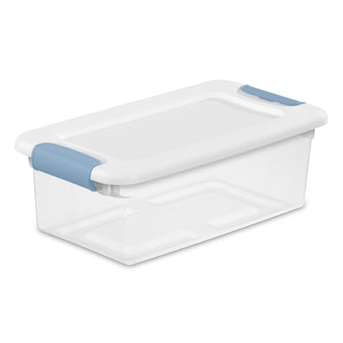 Image of Sterilite 48-Pack Latching Box, Under Bed Storage Bins with Lids, Clear Plastic, 6 Quart - Heavy-Duty Organizing Containers for Closet, Bathroom, and Office