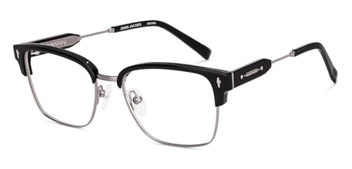 Image of John Jacobs | Blue Cut & Antiglare Zero Power Computer Eyeglasses | Black Full Rim Rectangular Shape | For Men & Women | Wide | JJ E70250