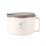 Cuenco de acero inoxidable para ramen con tapa y asa para cocinar, servir y almacenar fideos instantáneos, sopas y guisos (D)