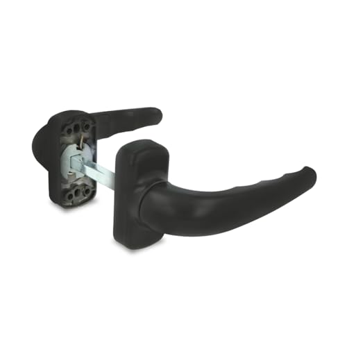 Amig - Poignée de porte à rosace renforcée - Modèle Sendoa - Fabriquée en aluminium - Dimensions : 125 X 66 mm - Carré de 8 mm - Noir