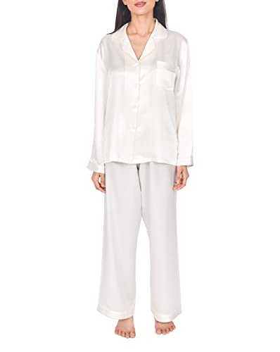 Ensemble de pijama Sleepdown en soie Ivywhite : le cadeau de nuit idéal en teinte ivoire taille M