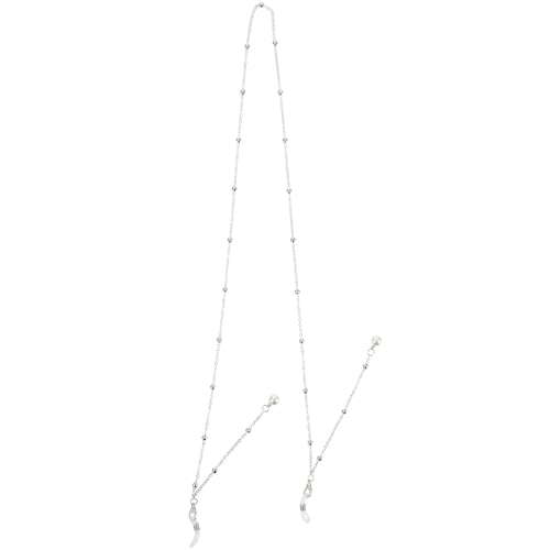 FRCOLOR Metal Eyeglasses Chain Beaded Clips, Anti-lost Sunglasses Cord and Mask Chain for Women, Silver Fashion Eyewear Strap for Outdoor and Daily Use