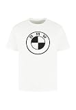 BMW Core Vintage Logo T-Shirt – 100% Organic Cotton, Classic Roundel Print, Unisex Regular Fit - White - X-Large