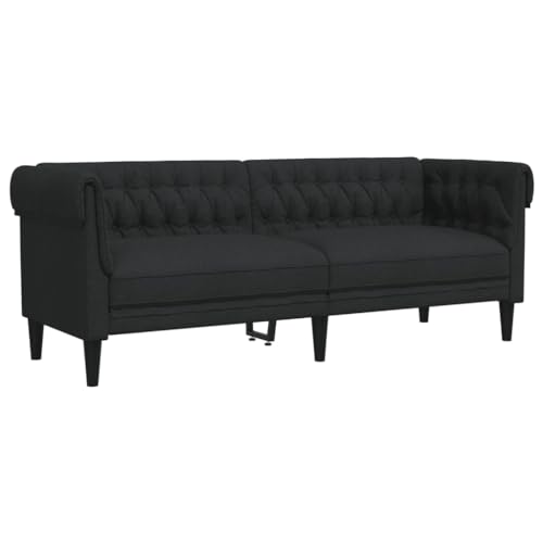 Festnight 3-Sitzer Chesterfield Sofa Couch 3er Couch Stoff Polstersofa Wohnzimmer-Schwarz 201,5 x 74,5 cm – Bild 4
