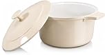 Gotham Steel 5 Qt Dutch Oven Pot with Lid, Nonstick Ceramic Dutch Oven Stock Pot, 10 in 1 Cooking Pot & Dutch Oven for Bread Baking, Lightweight Oven & Dishwasher Safe – Cream