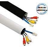 Cable Management Sleeves System, Velcro Design, Black White Reversible - 2 Pack 60-Inch Cord Organizers with Wire Labels - Easy and Best for TV, Electronics at Home or Office -by HomeyHomes