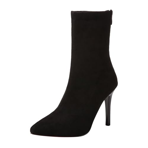 Generico Stivaletti Eleganti, Stivali Invernali Morbidi con Tacco, Scarponcino Vintage Tronchetti Alla Comoda, Stivali Chelsea Casual Elasticizzati per Donna Curvy