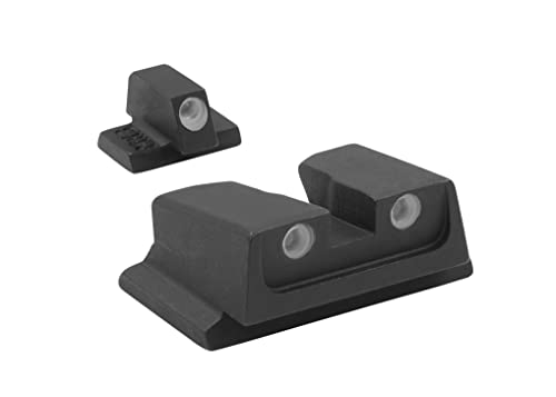 Mepro Tru-Dot tritium Night Sights Compatible with S&W M&P Full Size Compact Sub-Compact Green dots Glow on Sight self Illuminated Meprolight Fixed Metal Sights