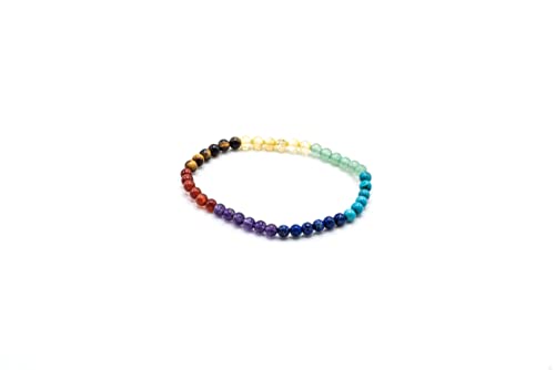 Ltc Designs 4Mm Round Smooth Chakra Stretch Bracelet Made With Genuine Stones (Amethyst, Lapis Lazuli Turqioise, Citrine, Tiger's Eye And Carnelian), 7" Stackable Bracelet For Men, Women,And Teens #TOP5