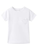 Noomelfish Girls Short Sleeve Heart Pocket T-Shirts Casual Cotton Tee Tops Blouse, White, Size 11-12 Years
