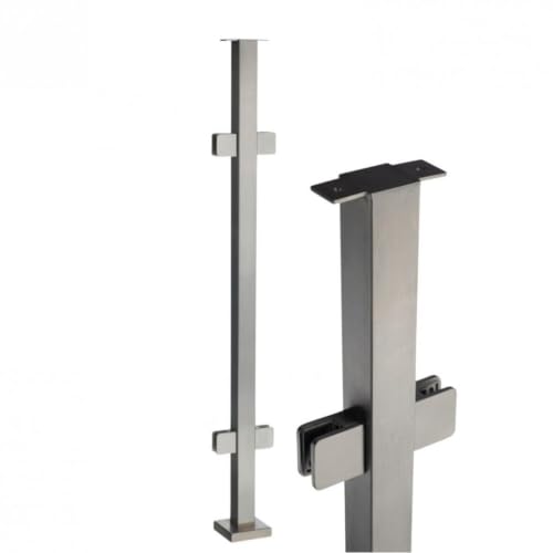 Poteau en verre carré en acier inoxydable poli pour une balustrade moderne