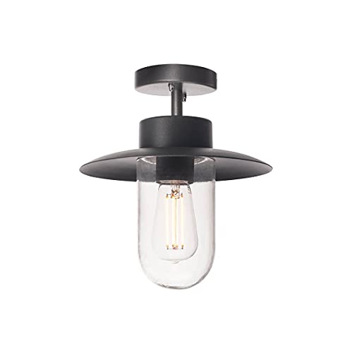 SLV LED Deckenlampe MOLAT, anthrazit, für eine effektvolle Außenbeleuchtung | LED Deckenleuchte, Außen-Strahler, Aussenleuchte, Garten-Lampe industriell, Gartenleuchte | E27, max. 60W, IP44, EEK E-A++