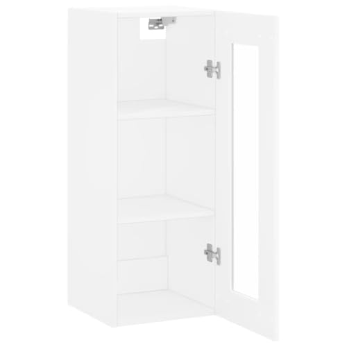 Armario de pared blanco de 90 cm con elegante puerta de cristal para un salón moderno 8