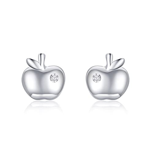 Pendiente de cartílago de plata de ley con manzana de circonita hipoalergénico para mujer