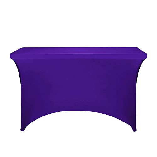 FORLIFE 2Pack Spandex Table Covers，Fitted Tablecloth for Rectangular Tables, Stretch Patio Table Covers, Universal Spandex Table Cover for Wedding, Banquet, Party (4ft, Purple) by FORLIFE - Image 2