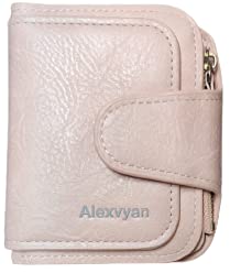 Alexvyan Small Bi-Fold Womens Leather Purse Wallet Card Organizer Female Hand Clutch Women/Ladies/Girls Wallets Credit Card Holder with Coin Pocket (Pink)
