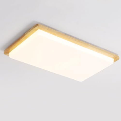 Plafonnier LED en bois d'hévéa grand format pour un éclairage chaleureux