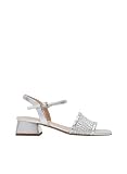 Azarey SANDALIAS PLATEADAS DE TACÓN MEDIO CON PALA TRENZADA - (Talla 41)