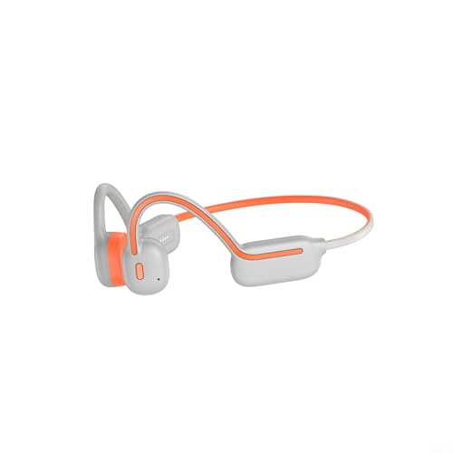 Sileduove Auriculares de conducción ósea, con reproductor MP3 de 32 G, IPX8, impermeables, 5.3, auriculares deportivos de oreja abierta, para natación, correr, gimnasio (gris/naranja)