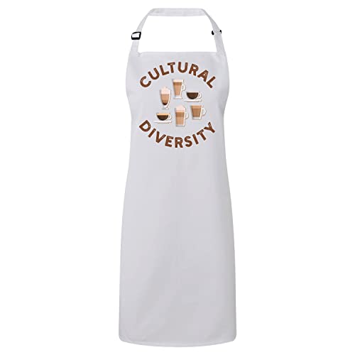 Tablier cuisine premium Fabulous blanc illustré sur le thème de la tolérance