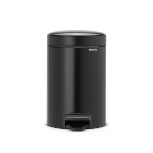 Brabantia NewIcon Pedal Bin Pattumiera a Pedale Piccola, Matt Black, 3 L