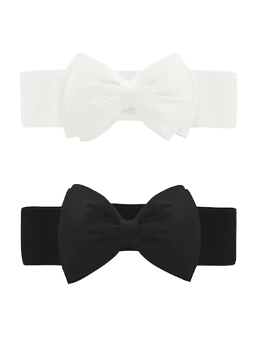 Ceinture élastique avec nœud pour femme lot de 2 large de 6 cm pour robe
