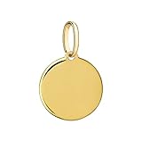 Solid 14k Gold Disc Pendant Engravable Plain Fine Jewelry For Women Gifts For Her Round Tag Medallion Charm for Necklace (10mm/0.40inch)
