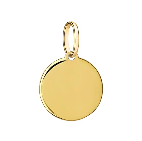 Solid 14k Gold Disc Pendant Engravable Plain Fine Jewelry For