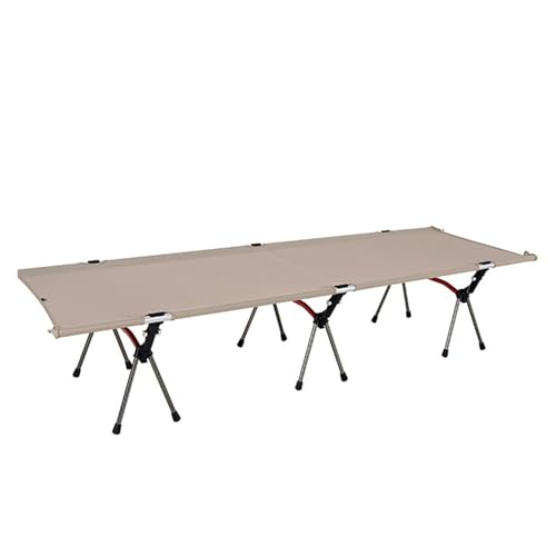 XHYKJEU Outdoor Folding Camping Cot Aluminum Alloy Portable Breathable Elevated Design Hiking Road Trip Office Break Dual-Purpose Bed(Khaki)