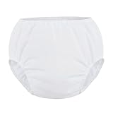 Pantalon en plastique anti-fuite pour incontinence PE - Sous-vêtements imperméables pour soins aux personnes âgées, adultes, protection contre l'énurésie nocturne, blanc M