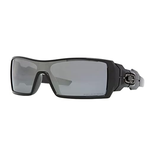 Oakley Óculos de sol masculinos retangulares Oo9081 Oil Rig, Irídio polarizado preto/preto polido, 28 mm