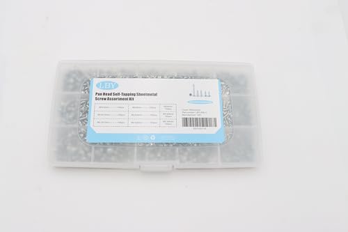 LBY 900pcs M2.3 M2.6 M3 Pan Head Self-Tapping Sheetmetal Screw Assortment Kit, Carbon Steel, Zinc-Plated - Thumbnail 6