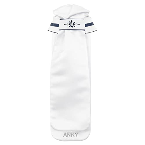 Cravate Anky Stone-Deluxe Blanc-Bleu M accessoire équestre haut de gamme en satin