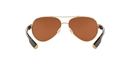 Costa Del Mar Women's Loreto Polarized Aviator Sunglasses, Rose Gold/Copper Green Mirrored Polarized-580P, 56 Mm #TOP6