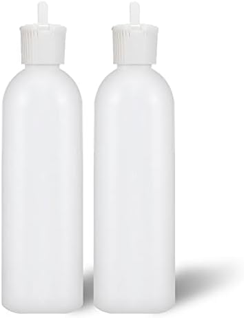MoYo Natural Labs 16 oz Squirt Bottles, Squeezable Refillable Containers Turret Caps, BPA Free HDPE Plastic for Essential Oils and Liquids, Toiletry/Cosmetic Bottles (Pack of 2, Translucent White)