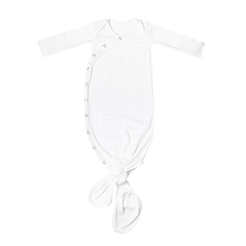 Image of Copper Pearl Baby Gown - Knotted Newborn Sleepers for Baby Boy and Girl, Soft Stretchy Long Sleeve Infant Gowns with Bottom Tie and Hand Mittens, Perfect Hospital Coming Home Outfit (Dove)