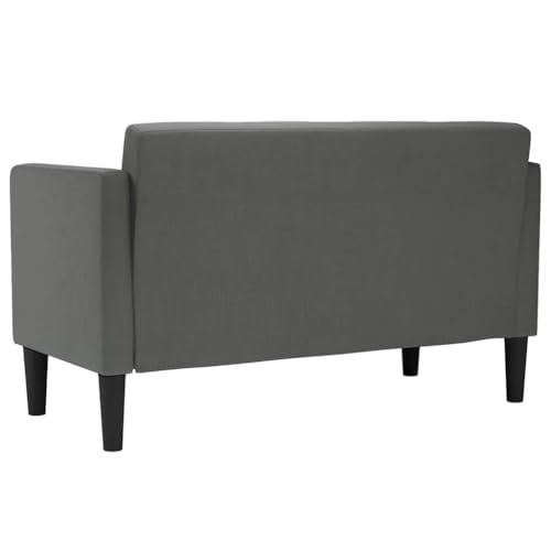 Sofá tapizado de tela gris oscuro con reposabrazos de madera contrachapada 7