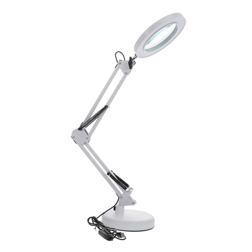 CLISPEED Lámpara de Aumento LED con Lupa Luz Blanca Regulable Brazo Plegable Ajustable para Belleza Manicura y Tatuajes con Base Portátil