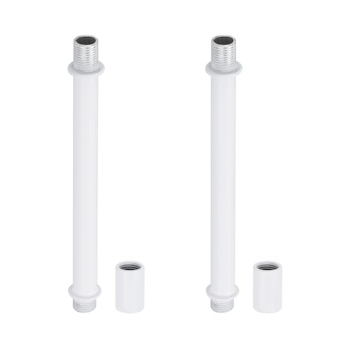 Image of PATIKIL Straight Pipe Lamp Stems Rod Kit, 2 Set M10 Carbon Steel 110mm(4.33 inch) Long Double End Thread Rod with Coupling Nuts Sleeve Connector for Table Lamps Chandeliers,White