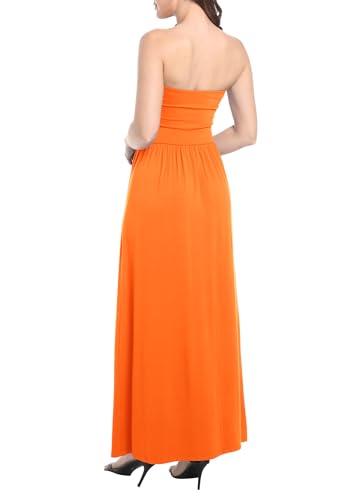 Image of Urban CoCo Summer Strapless Ruched Maxi Dress for Women Sleeveless A Line Flowy Party Wedding Guest Long Dresses