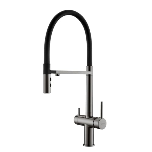 Mitigeur évier brossé robinet de cuisine 3 voies au design élégant et durable