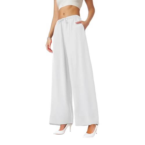 HYYGOCCTV Women's Cotton Linen Pants Palazzo Wi...