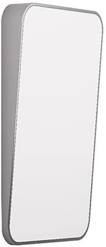 Stainless Steel Fixed Tilt Bathroom Mirror with Rounded Corners, 70x50cm, Vertical Hanging Design, Modern Silver Finish for Home Decor & Vanity Use