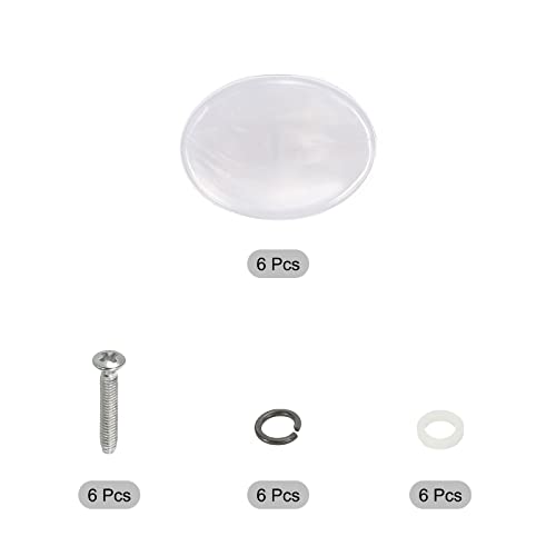PATIKIL Guitar Tuning Peg Button Machine Head Oval and Concave Acrylic Buttons White for Electric/Folk/Acoustic Guitars with 6 Screws 12 Ferrules - Image 3
